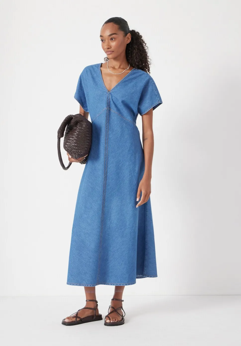 Grace V Neck Denim Dress