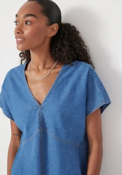 Grace V Neck Denim Dress