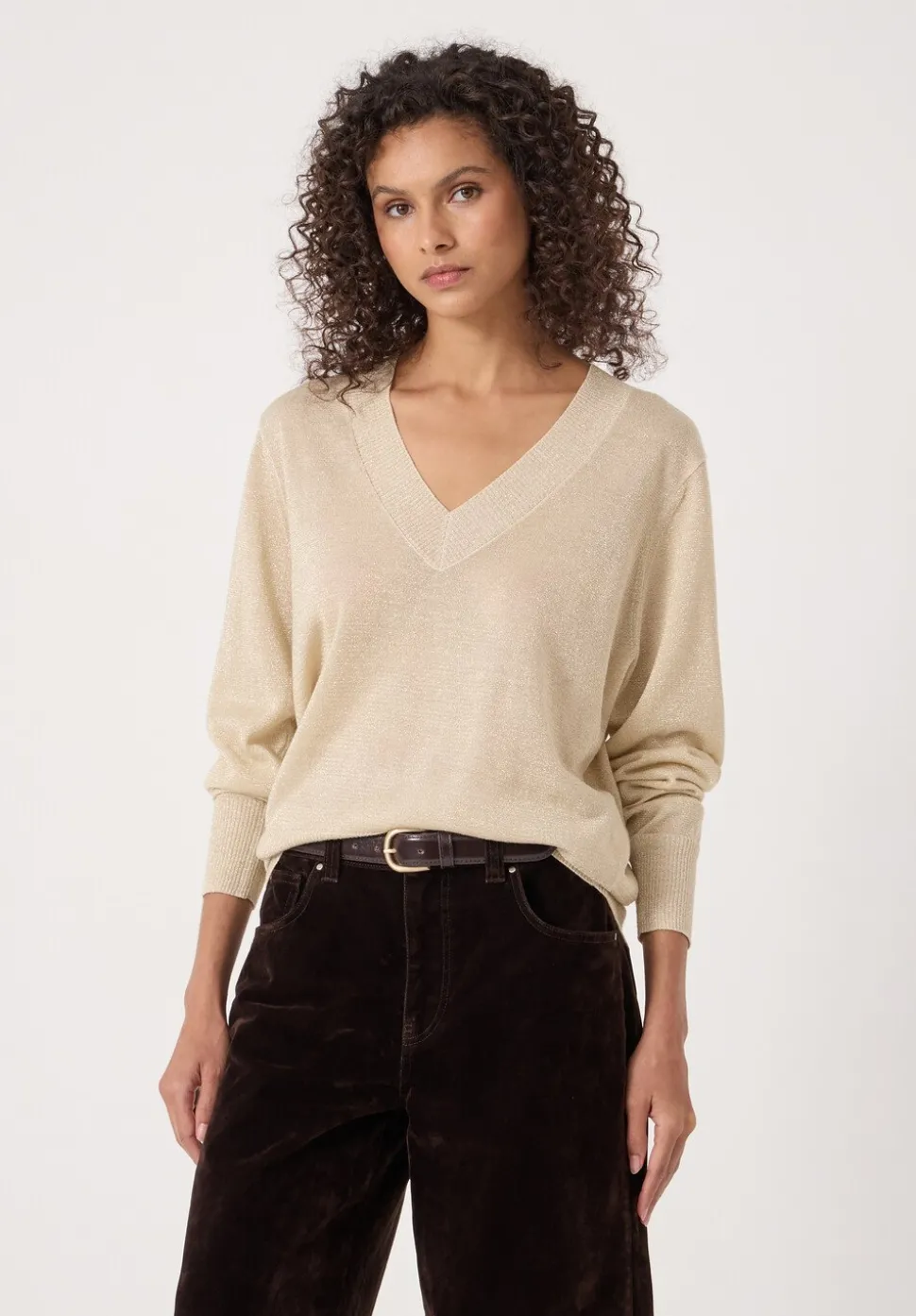 Gracey V Neck Metallic Jumper