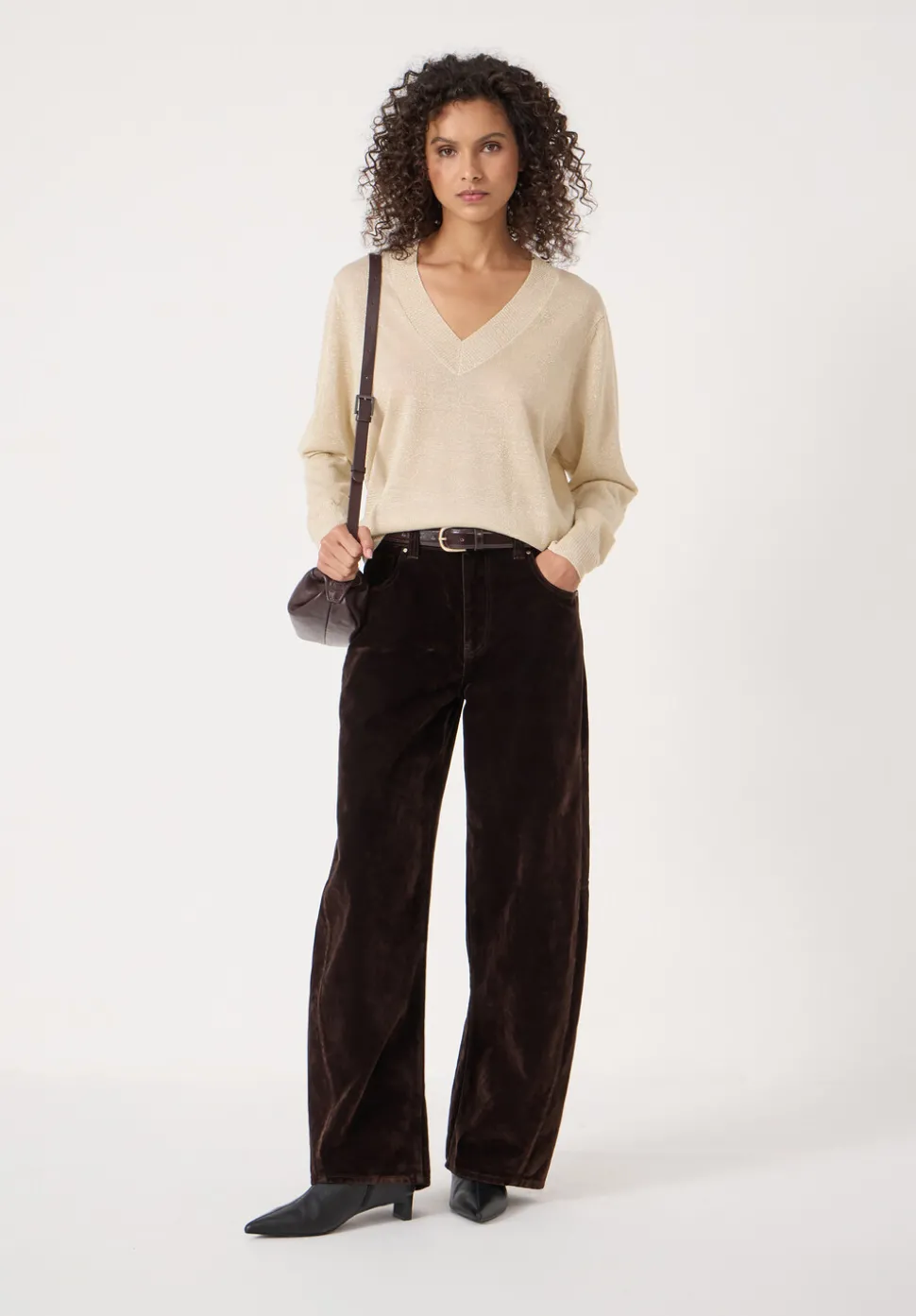 Gracey V Neck Metallic Jumper