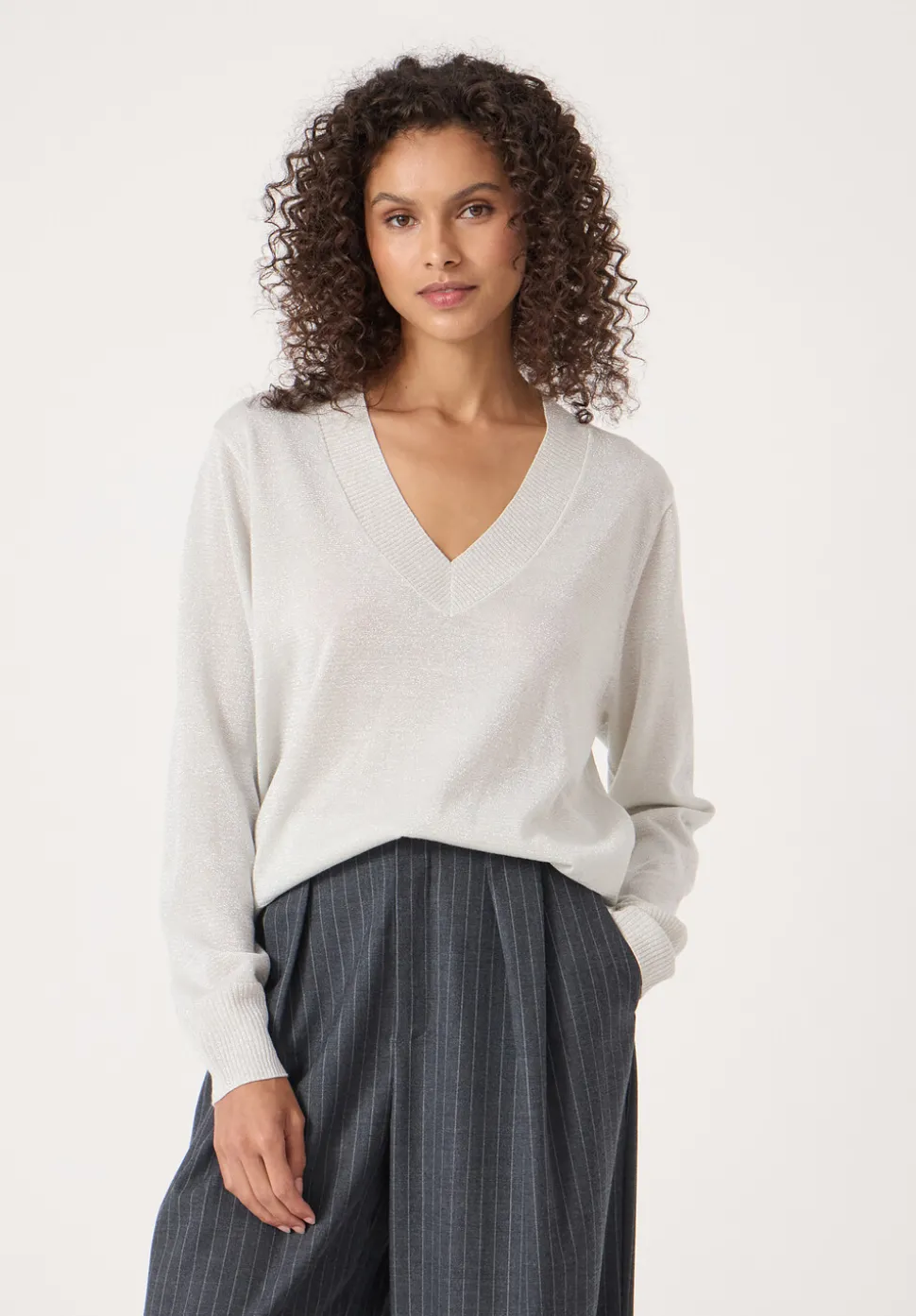 Gracey V Neck Metallic Jumper