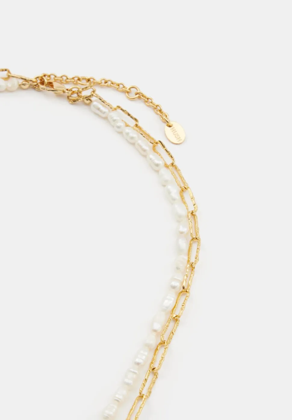 Hadley Hammered Pearl and Chain Necklace