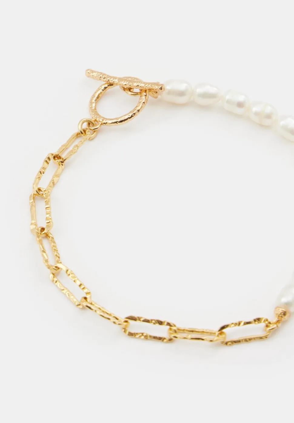 Hadley Hammered Pearl Chain Bracelet