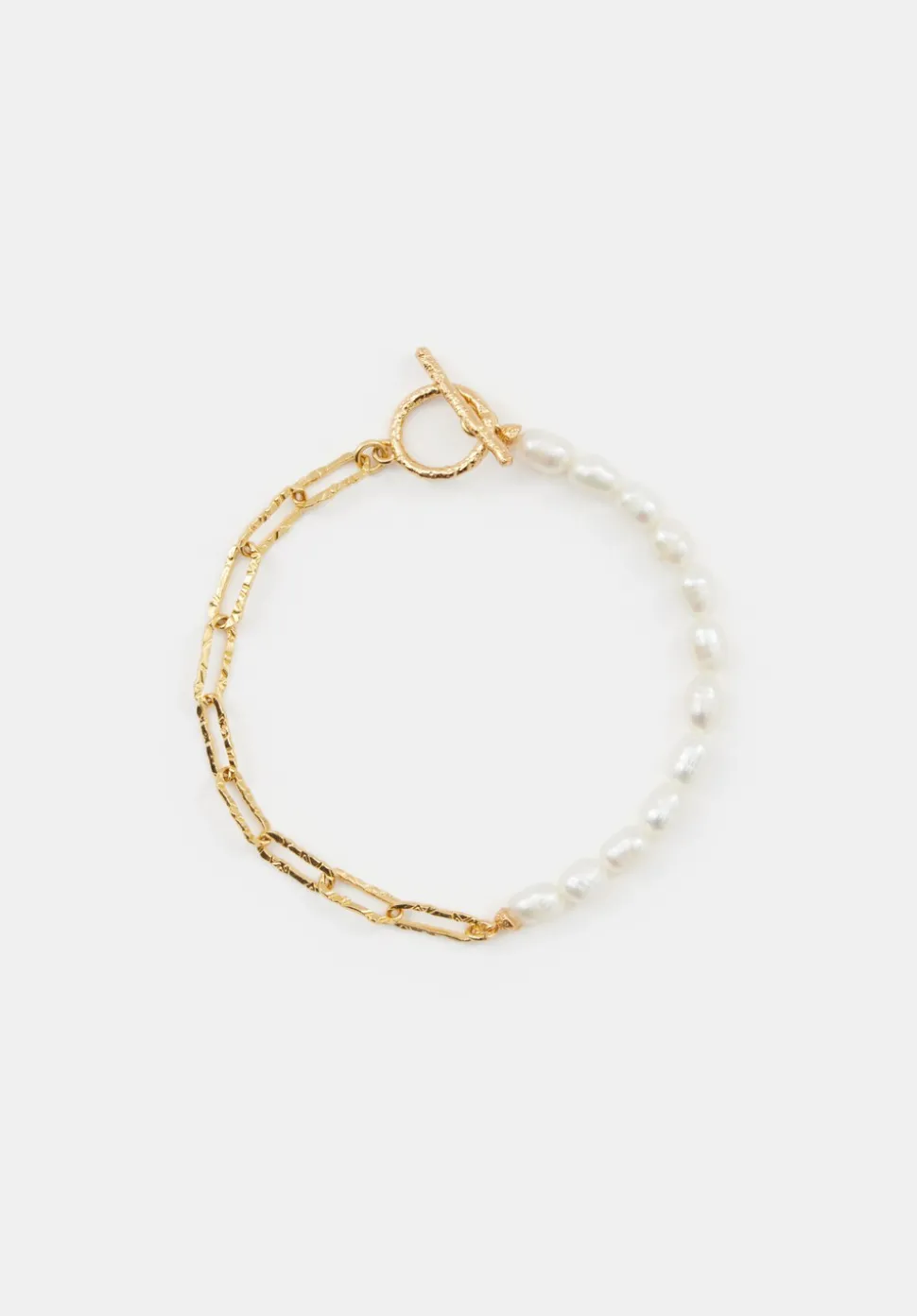 Hadley Hammered Pearl Chain Bracelet