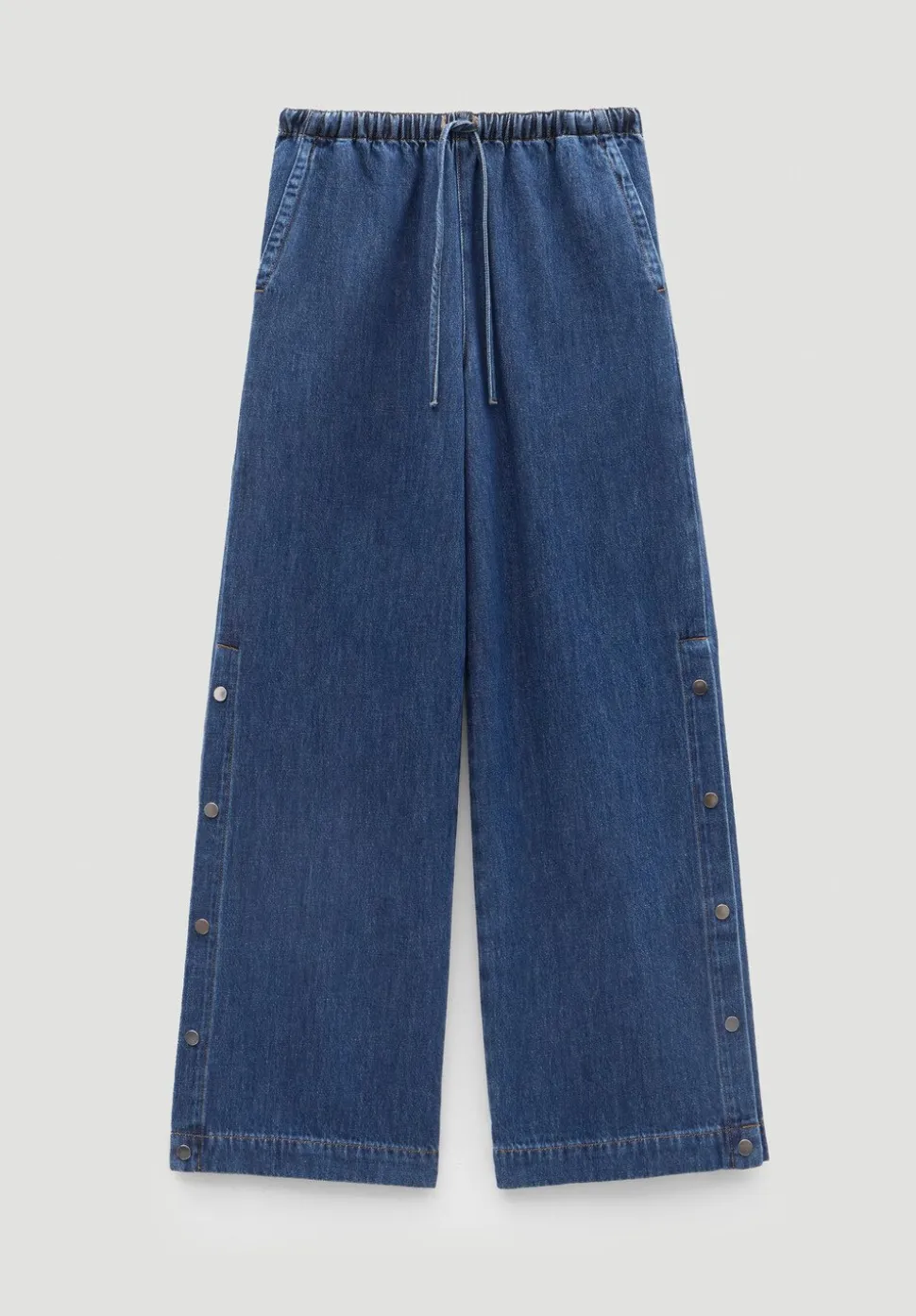 Harri Popper Detail Wide Leg Jeans