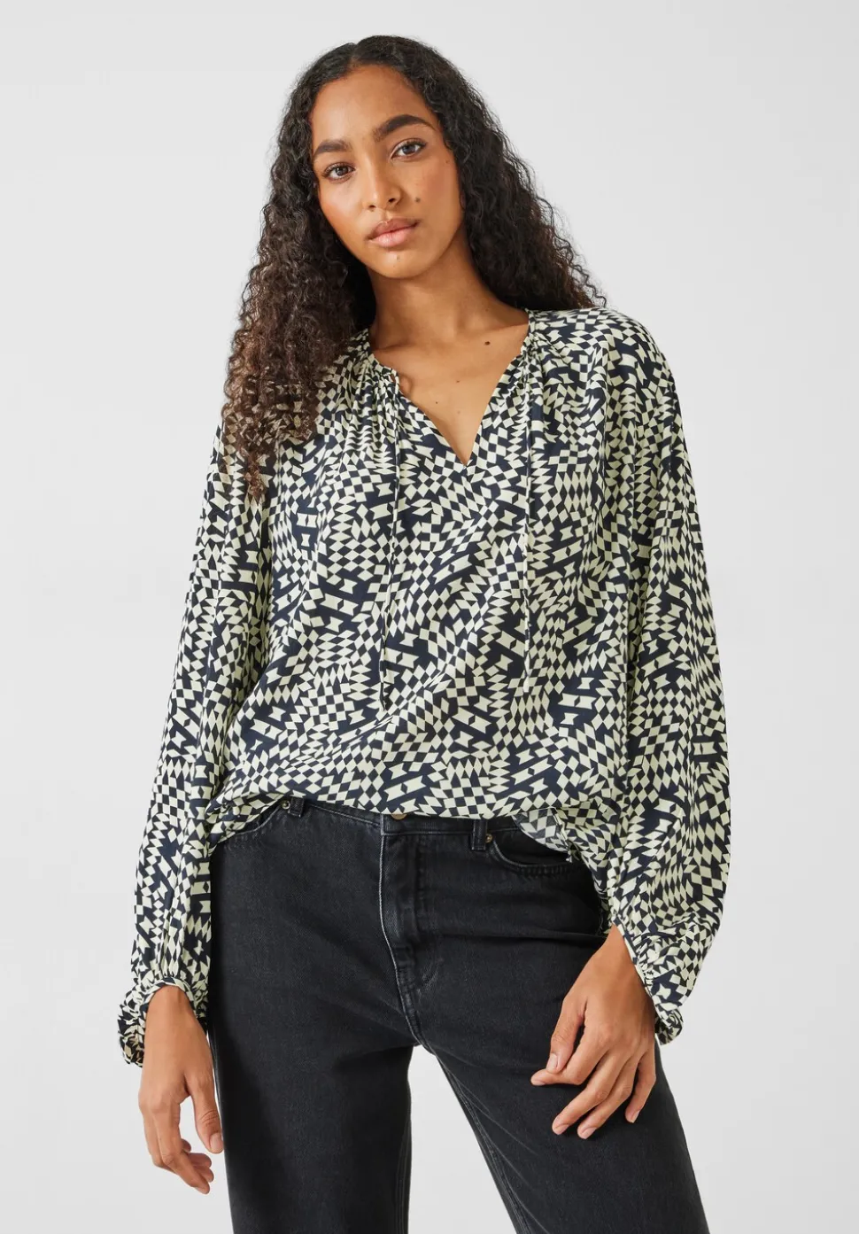 Hartley Gathered Sleeve Printed Top
