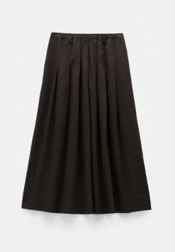 Ivy Pleated Linen Blend Midi Skirt