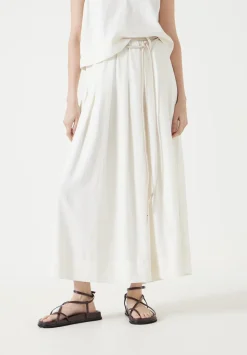 Ivy Pleated Linen Blend Midi Skirt
