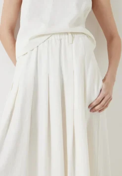 Ivy Pleated Linen Blend Midi Skirt