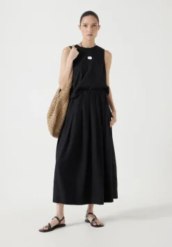 Ivy Pleated Linen Blend Midi Skirt