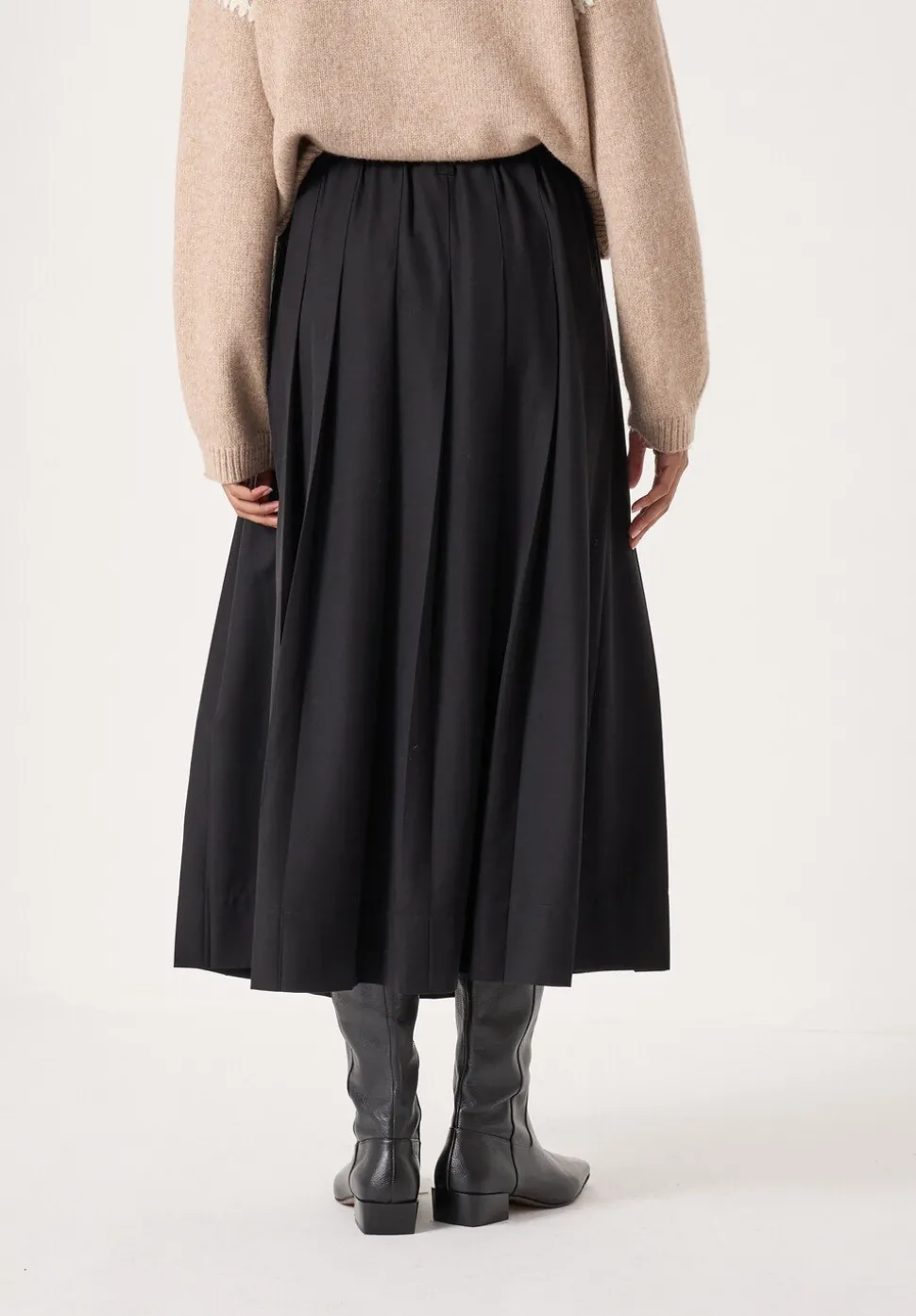 Ivy Pleated Wool-Blend Midi Skirt