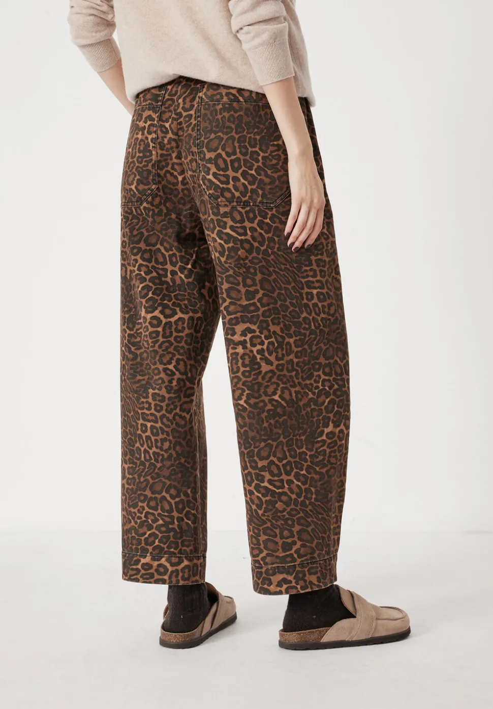 Jack Barrel Leg Pull On Cotton Trousers