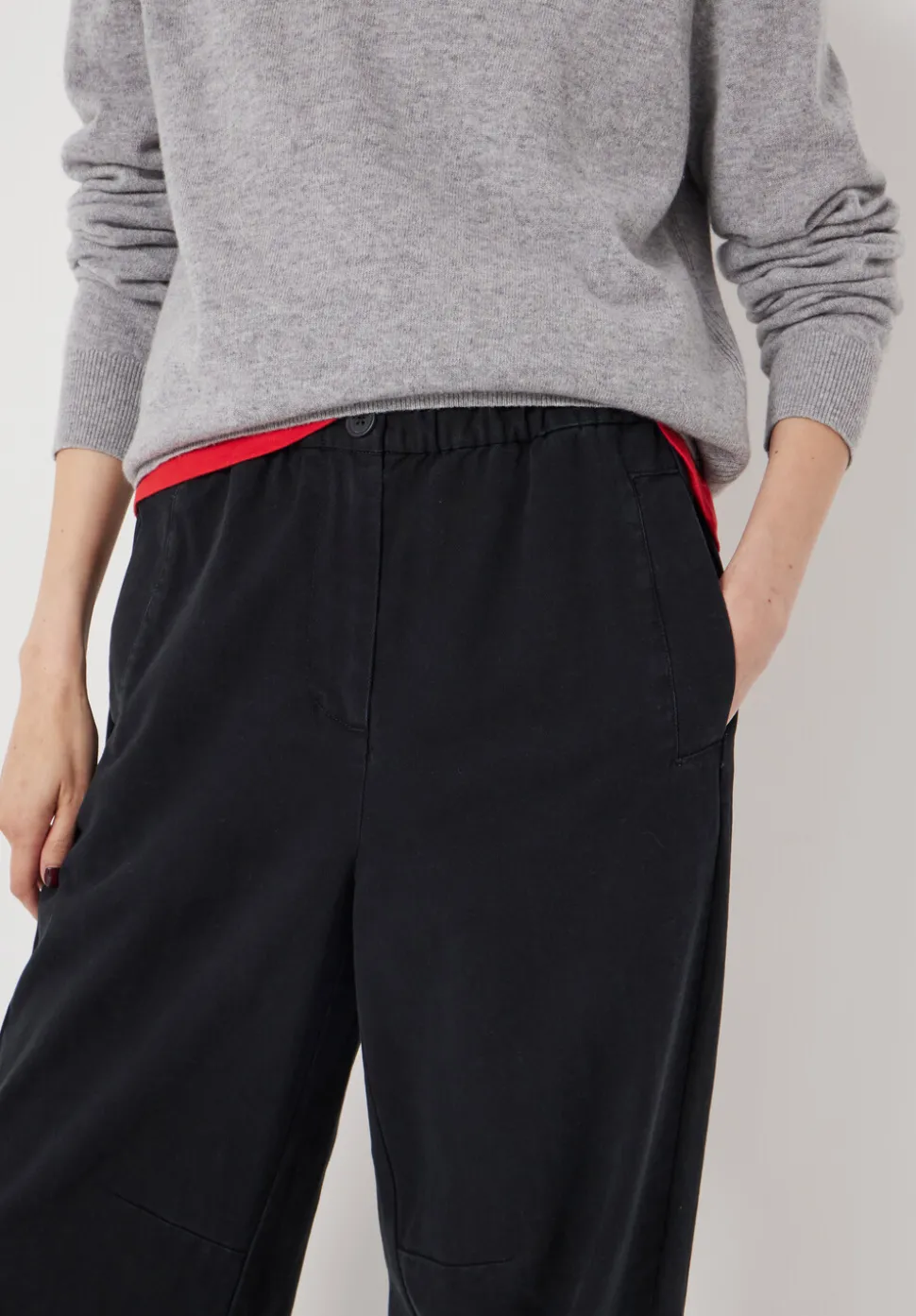Jack Barrel Leg Pull On Cotton Trousers