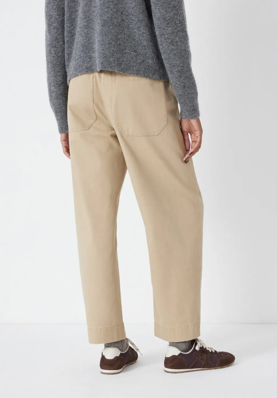 Jack Barrel Leg Pull On Cotton Trousers