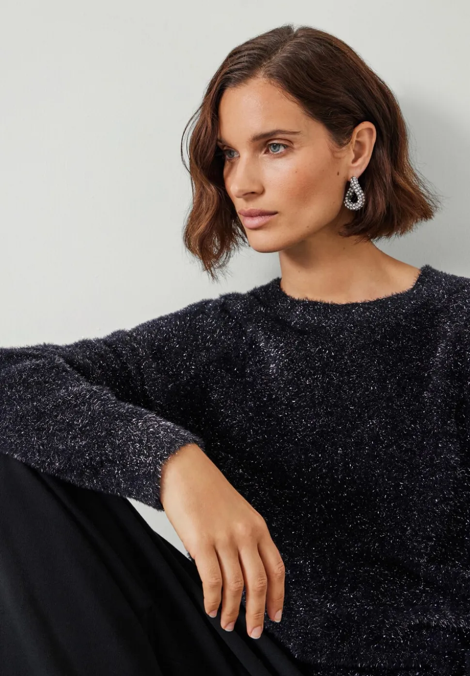Jaime Metallic Tinsel Crew Neck Jumper