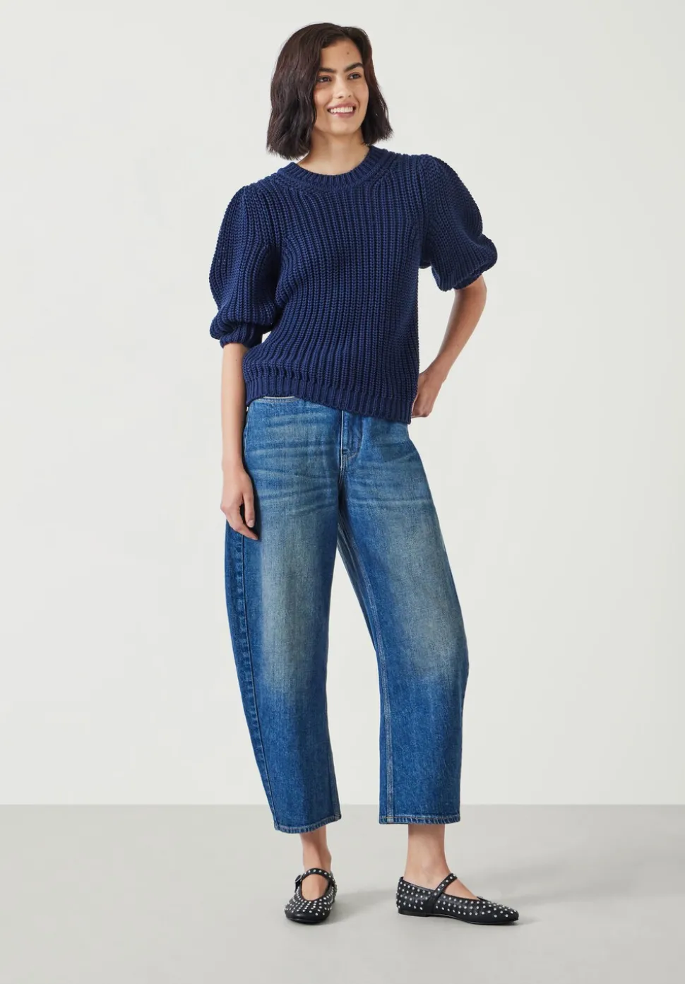 Jessie Cotton Puff Sleeve Ribbed Top
