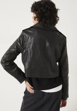 Jet Cropped Leather Biker Jacket
