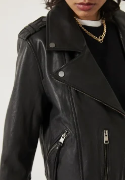 Jet Cropped Leather Biker Jacket
