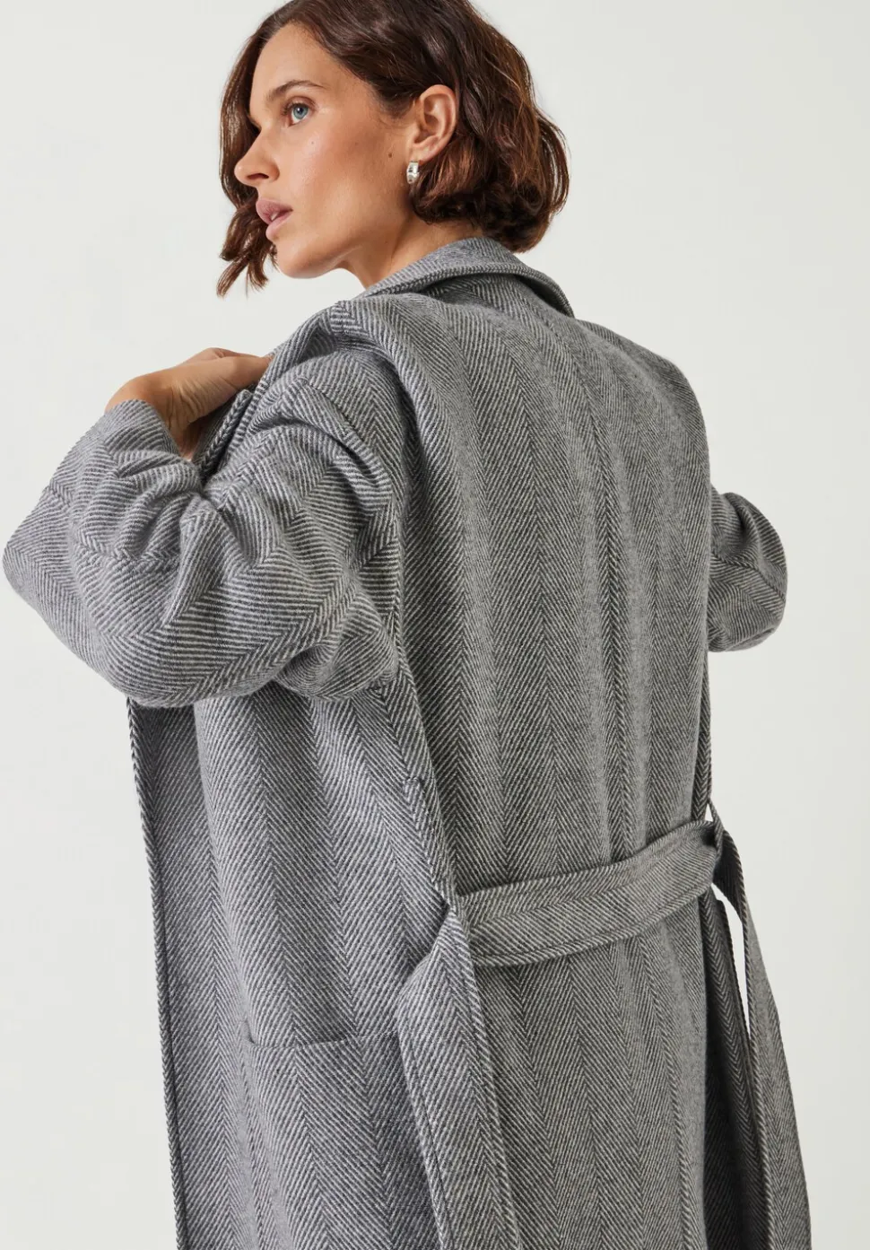 Kaitlin Wool Blend Herringbone Coat