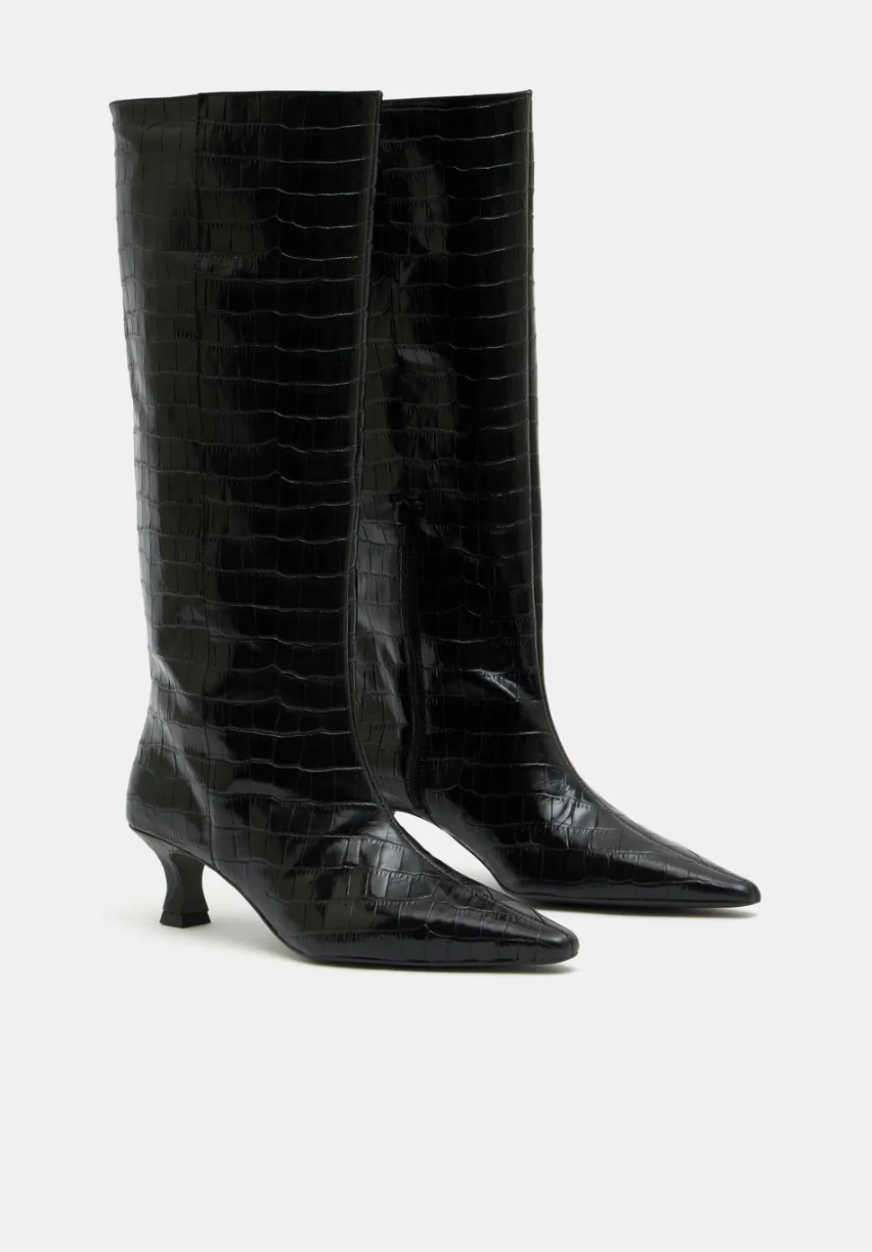 Katlynn Leather Kitten Heel Knee Boots