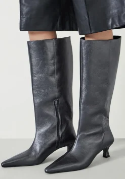 Katlynn Leather Kitten Heel Knee Boots