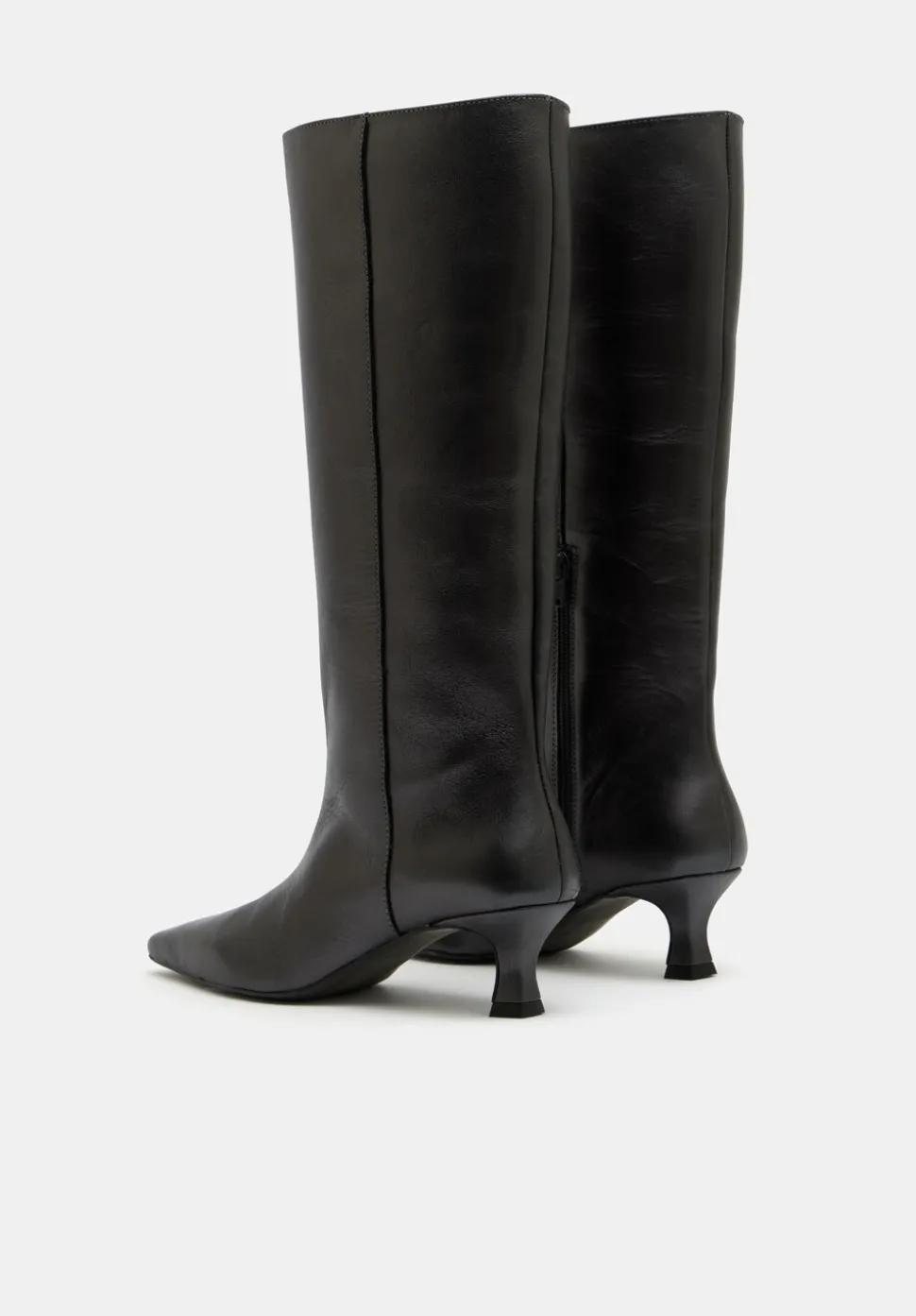 Katlynn Leather Kitten Heel Knee Boots