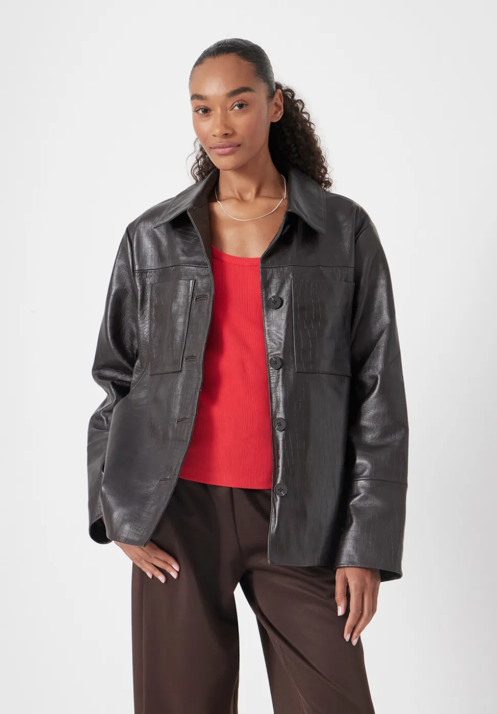 Kelly Croc Effect Leather Jacket