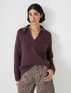 Knitted Cotton Rugby Jumper With Pocket