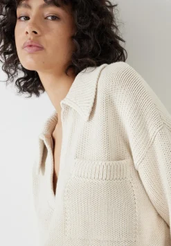 Knitted Cotton Rugby Jumper With Pocket