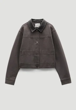Leather Collar Cropped Jacket