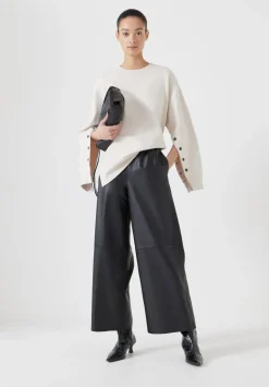 Leather Cropped Wide Leg Trousers