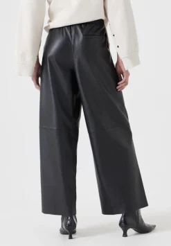 Leather Cropped Wide Leg Trousers