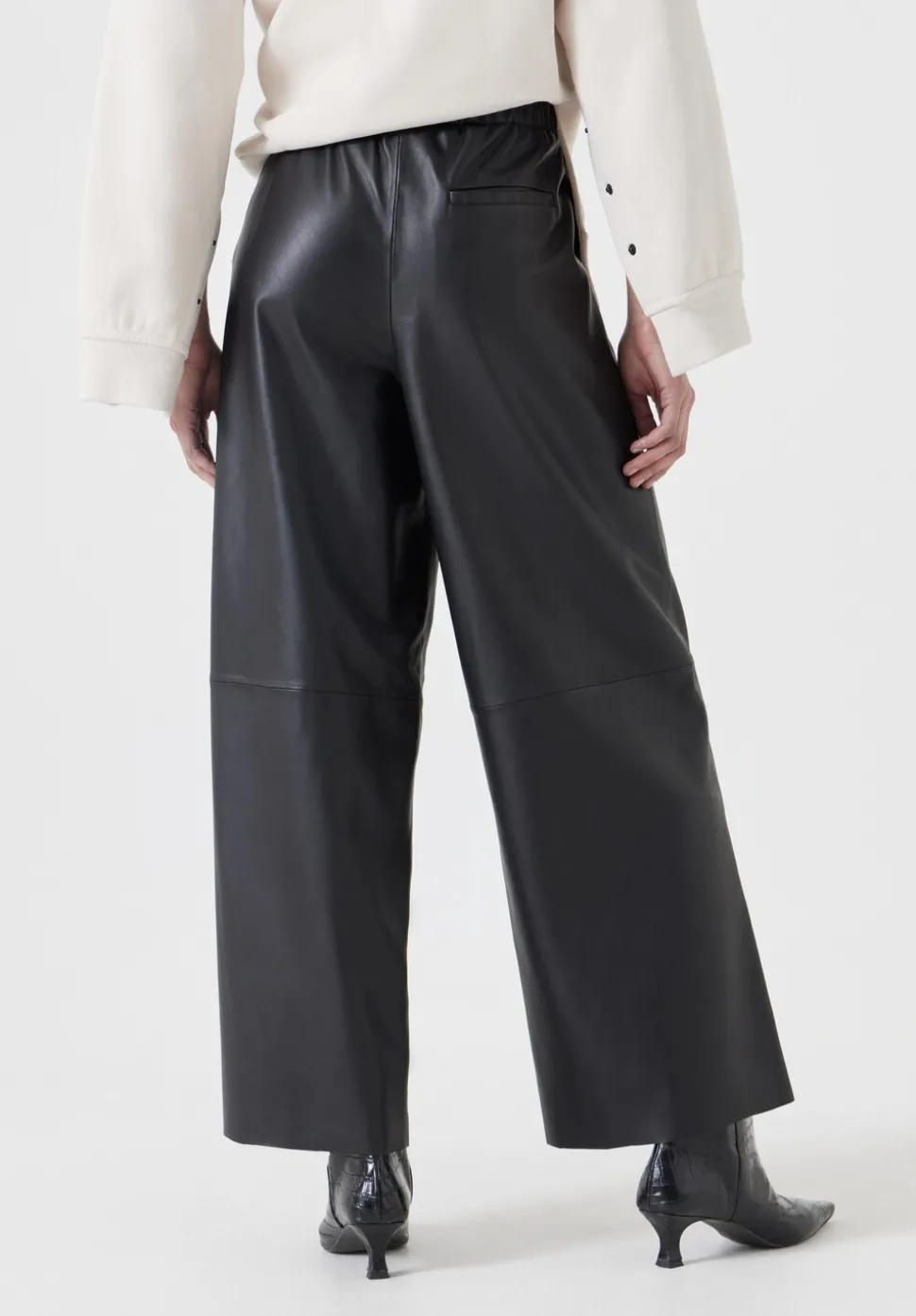 Leather Cropped Wide Leg Trousers