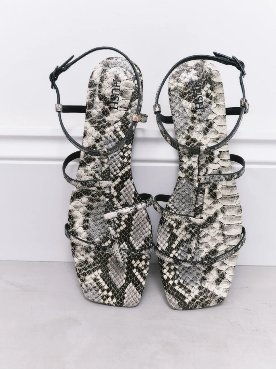 Leather Strappy Low Heel Sandals