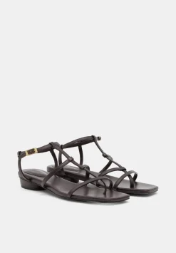 Leather Strappy Low Heel Sandals