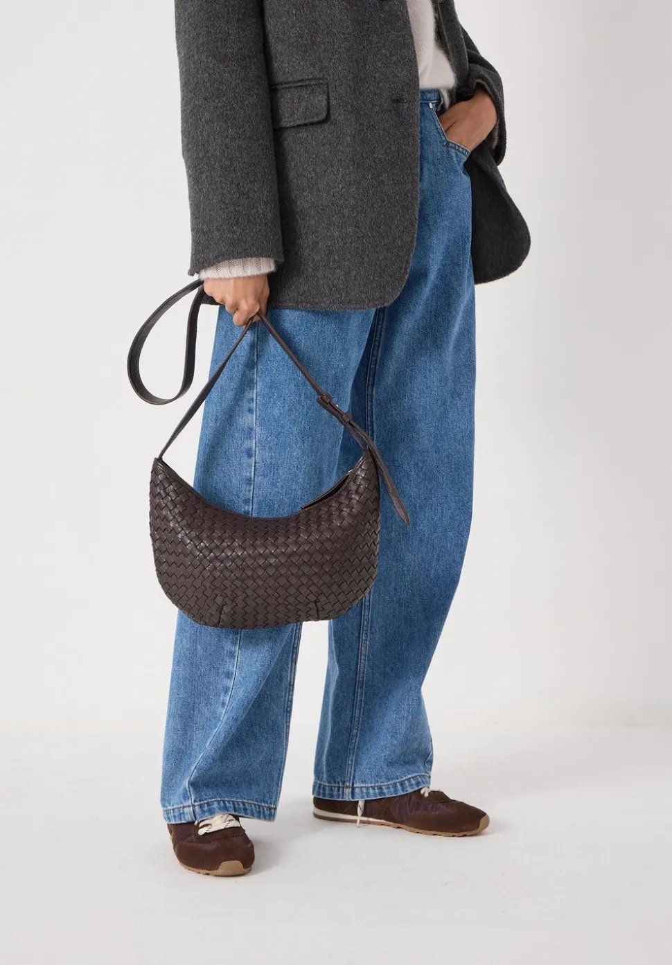 Leather Weave Crossbody Bag