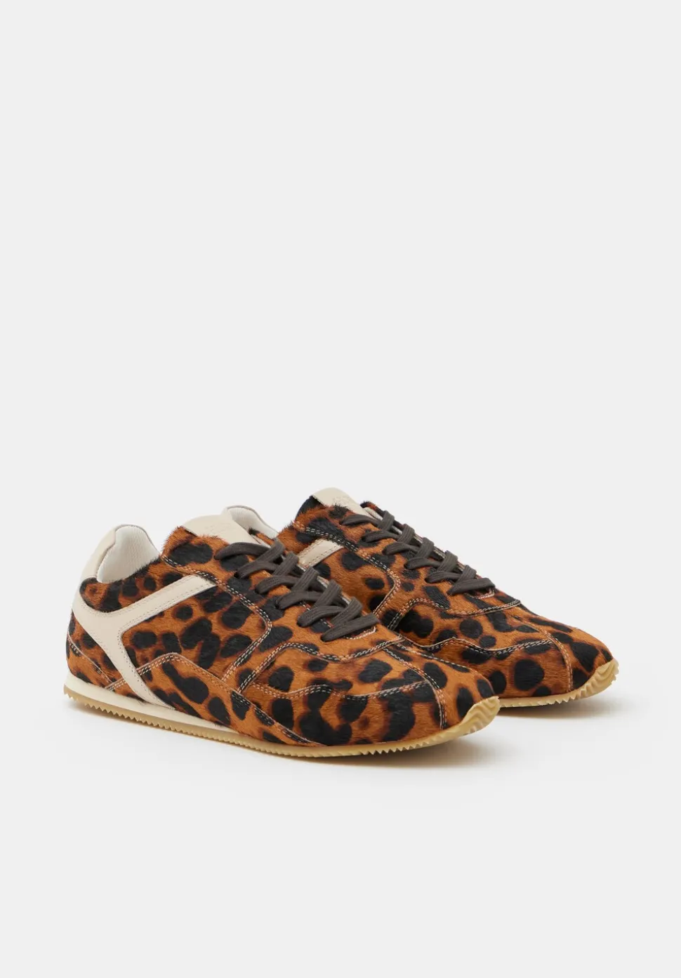 Leopard Hair On Leather Trainers