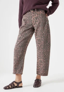 Leopard Print Barrel Leg Jeans