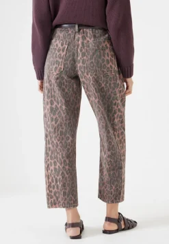 Leopard Print Barrel Leg Jeans