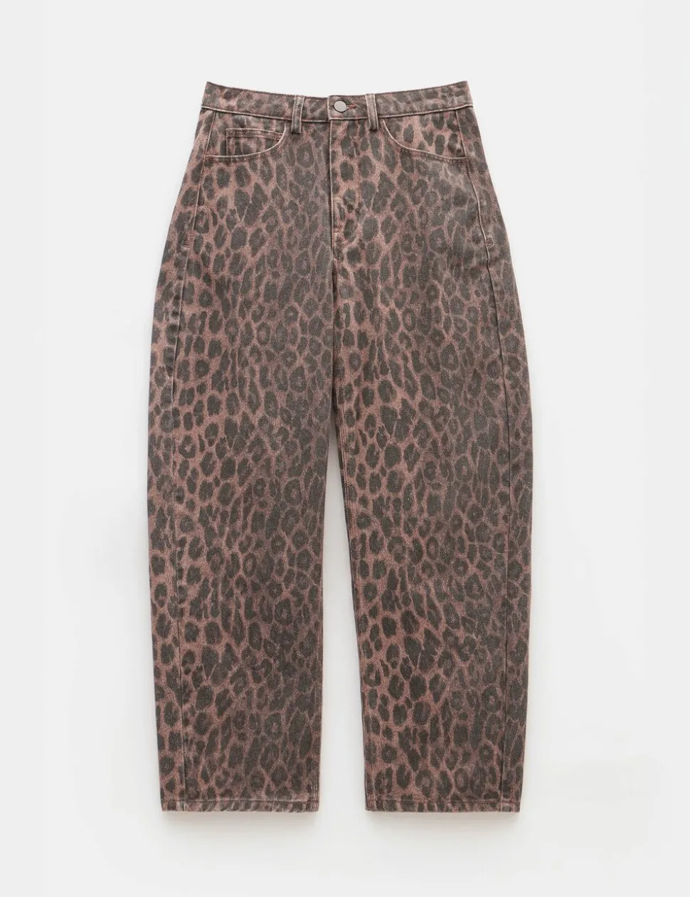 Leopard Print Barrel Leg Jeans