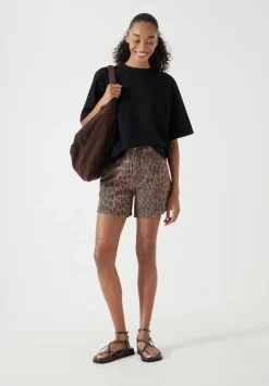 Leopard Print Essential Denim Shorts