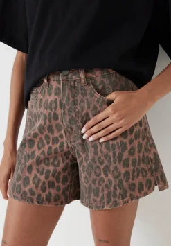 Leopard Print Essential Denim Shorts