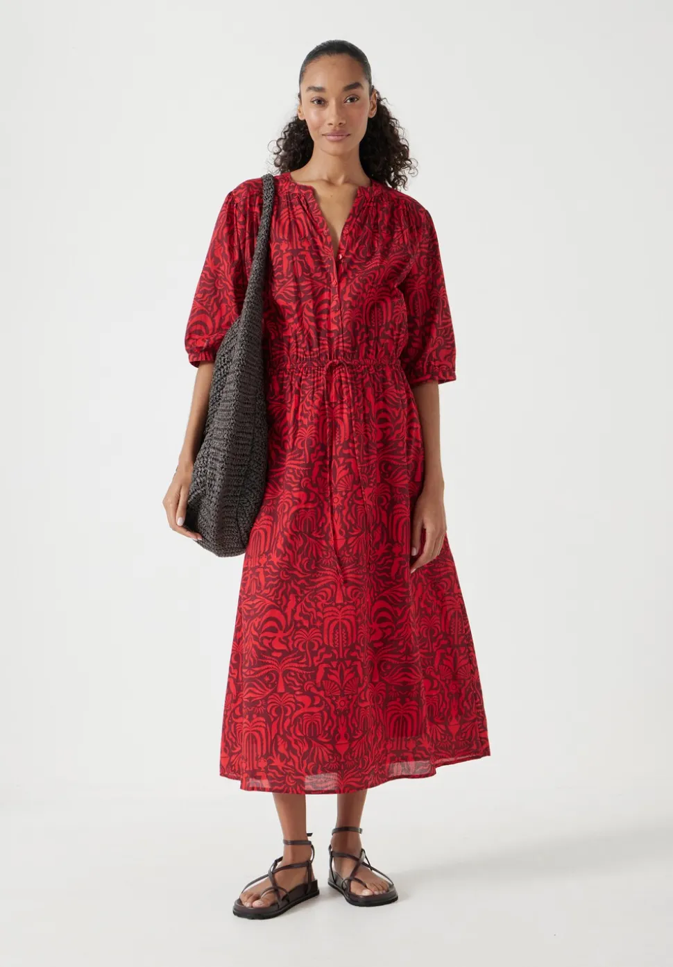 Lhea Printed Midi Cotton Dress