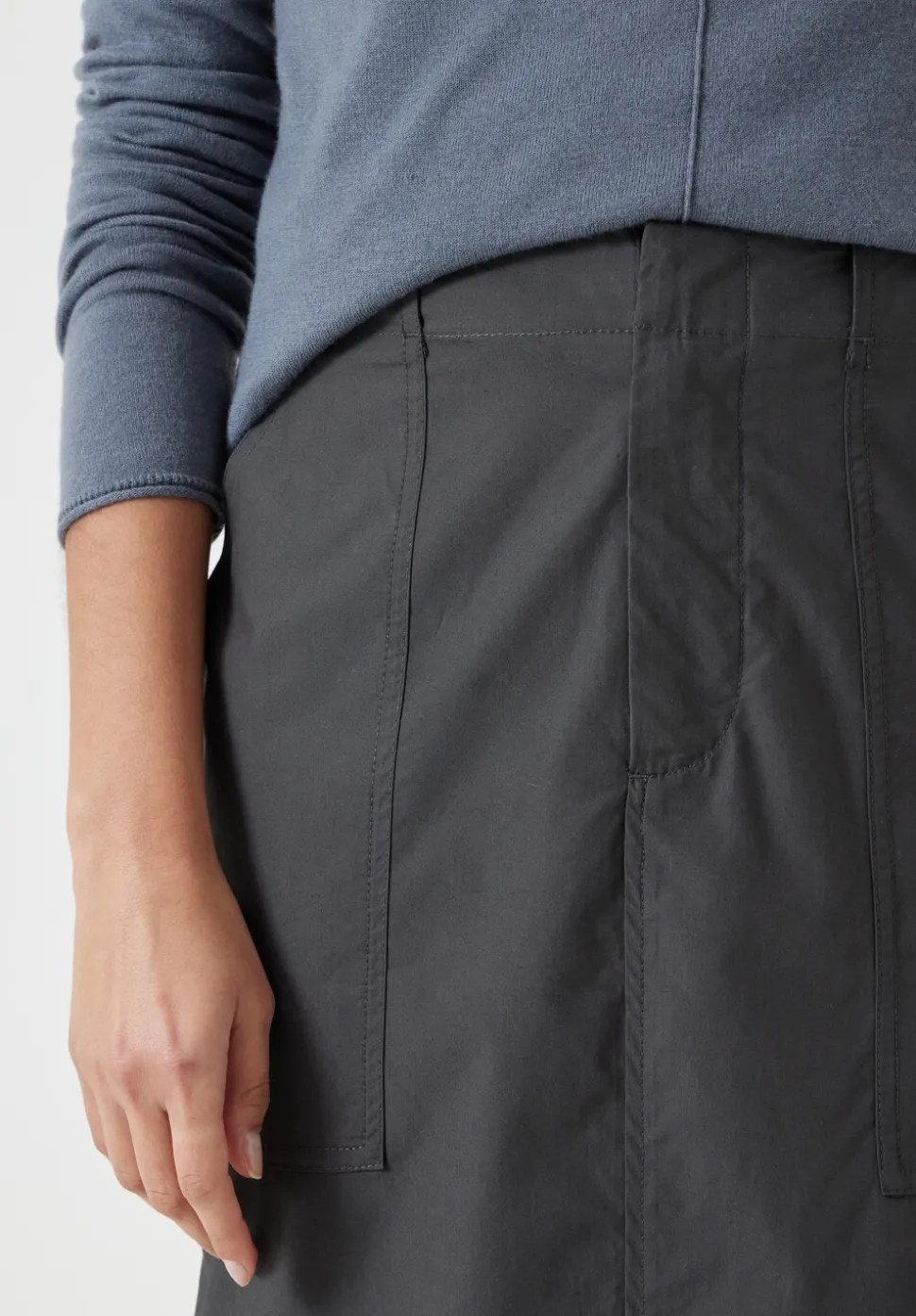 Lightweight Cotton Column Midi Skirt