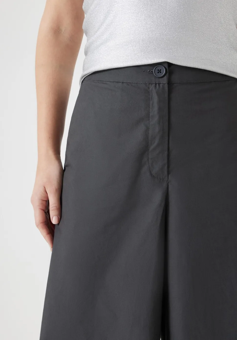 Lightweight Cotton Wide Leg Cropped Trousers