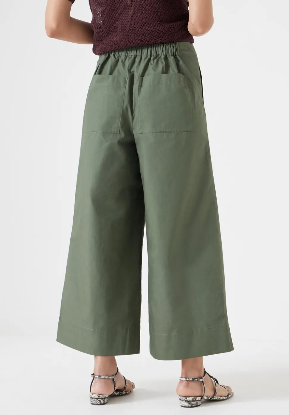 Lightweight Cotton Wide Leg Cropped Trousers