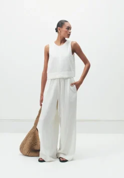 Linen Blend Petunia Wide Leg Trousers