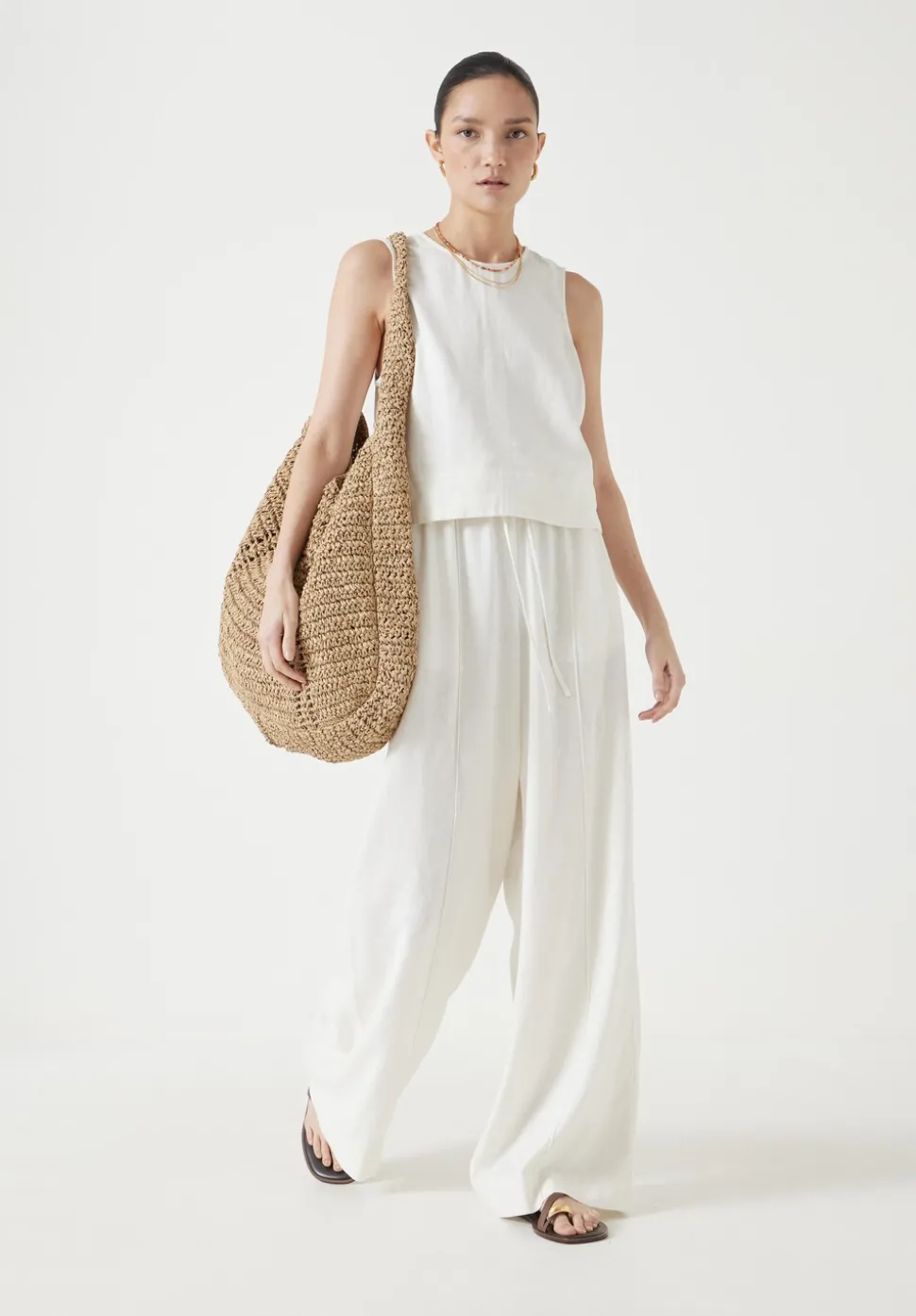 Linen Blend Petunia Wide Leg Trousers