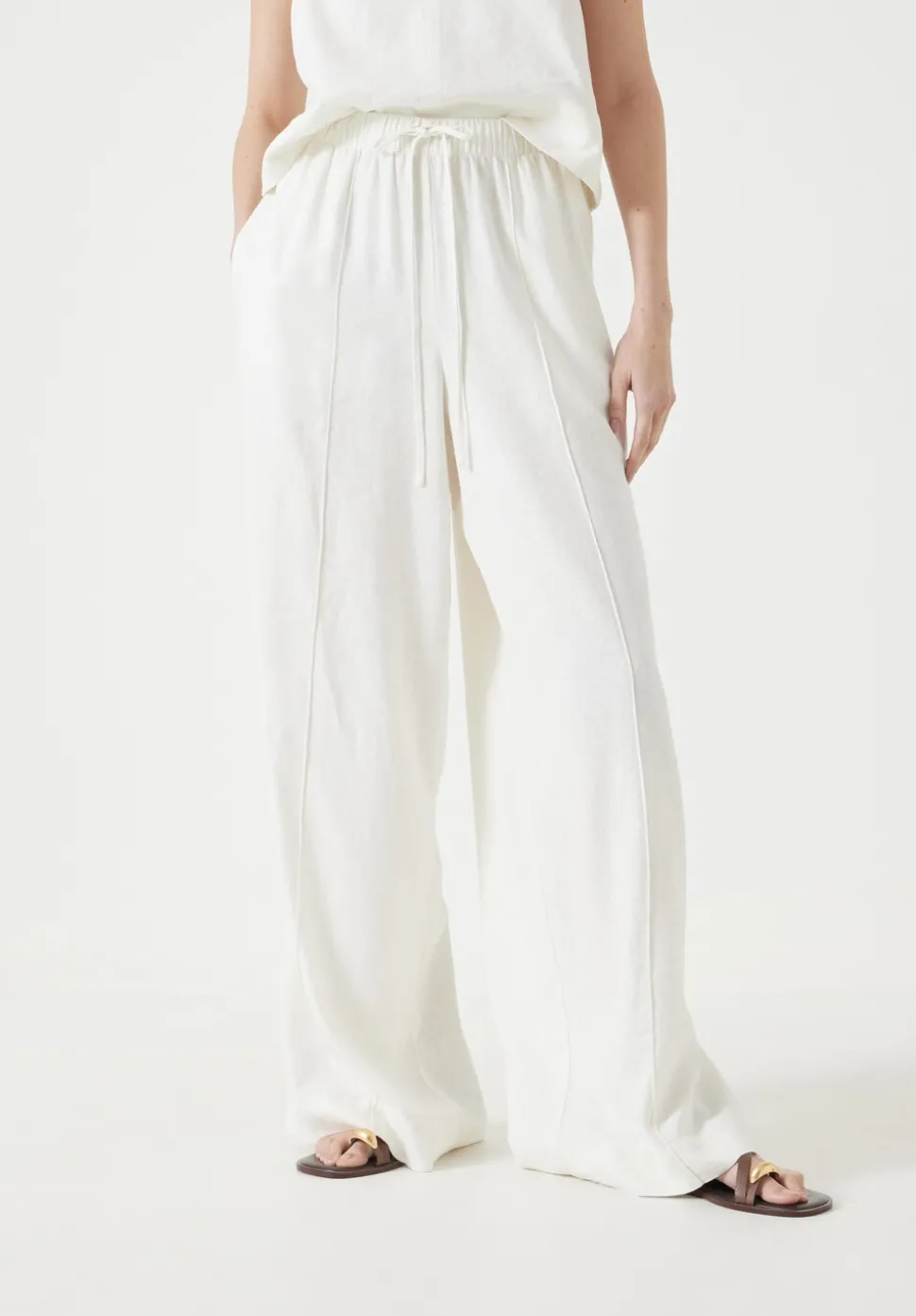 Linen Blend Petunia Wide Leg Trousers