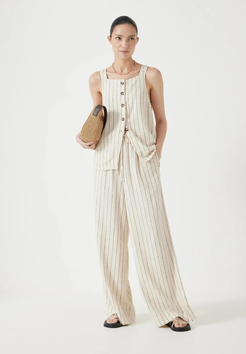 Linen Blend Petunia Wide Leg Trousers